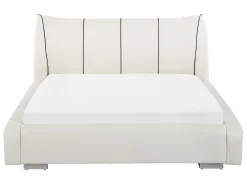 Online Łóżko wodne z oświetleniem LED Skóra naturalna NANTES 140 x 200 cm Złamana biel Łóżka Wodne|Łóżka Podwójne