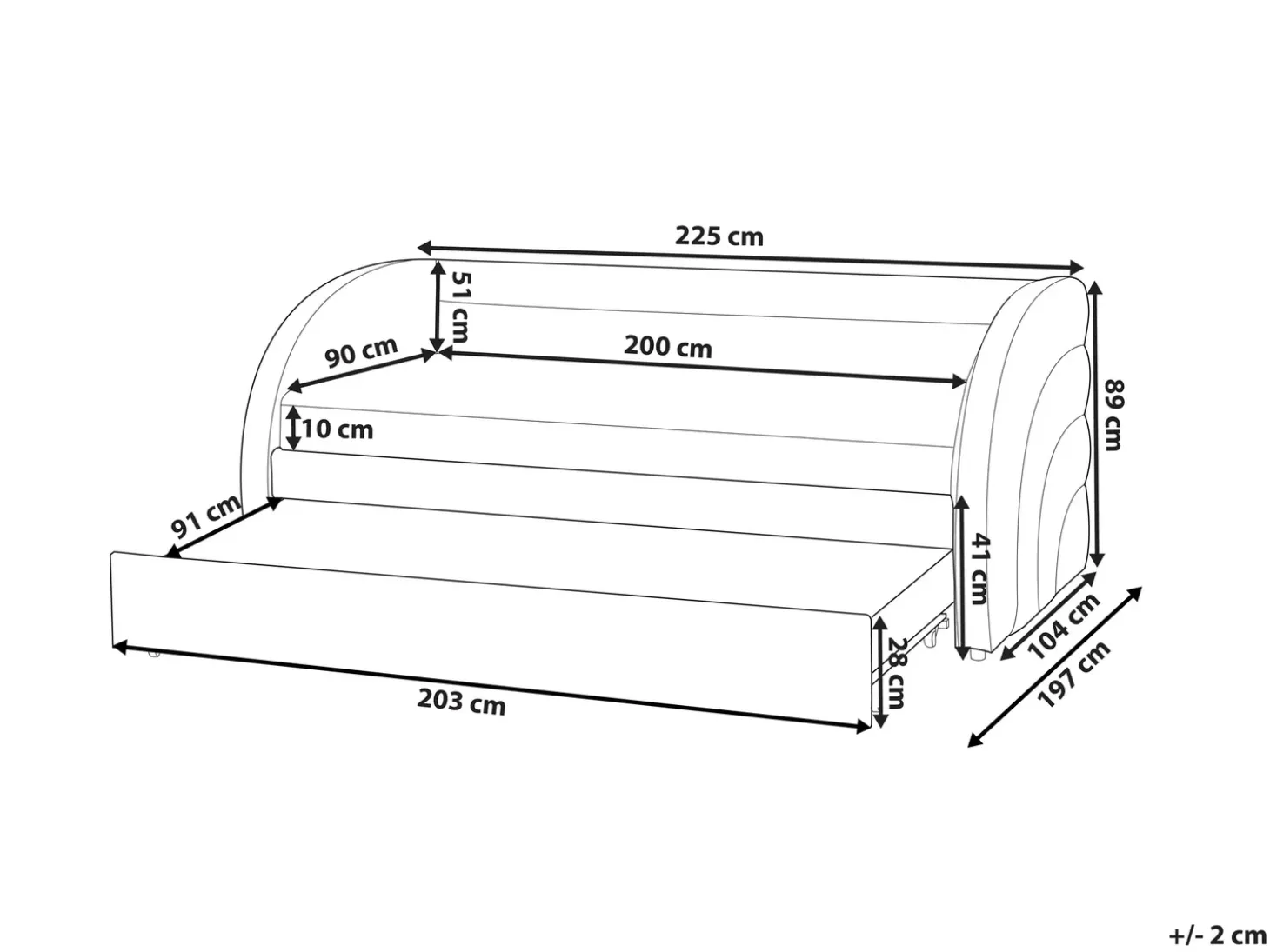 Best Łóżko wysuwane Boucle ALBIAC 90 x 200 cm Dzieci Łóżka Wysuwane I Dzienne|Wszystkie Meble I Akcesoria Dziecięce