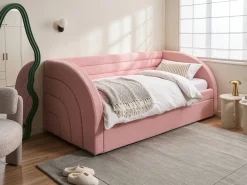 Online Łóżko wysuwane Boucle ALBIAC 90 x 200 cm Pastelowy róż Dzieci Łóżka Wysuwane I Dzienne|Wszystkie Meble I Akcesoria Dziecięce