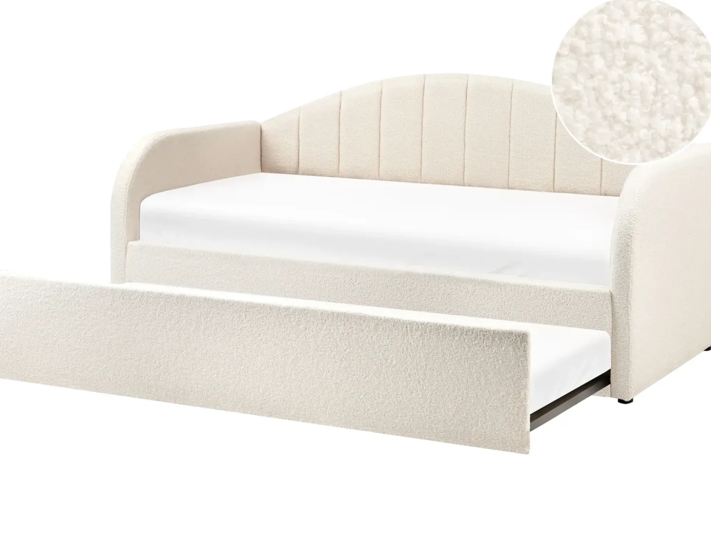Discount Łóżko wysuwane Boucle EYBURIE 90 x 200 cm Jasno Łóżka Wysuwane I Dzienne|Wszystkie Łóżka