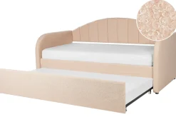 Clearance Łóżko wysuwane Boucle EYBURIE 90 x 200 cm Brzoskwiniowy Łóżka Wysuwane I Dzienne|Wszystkie Łóżka