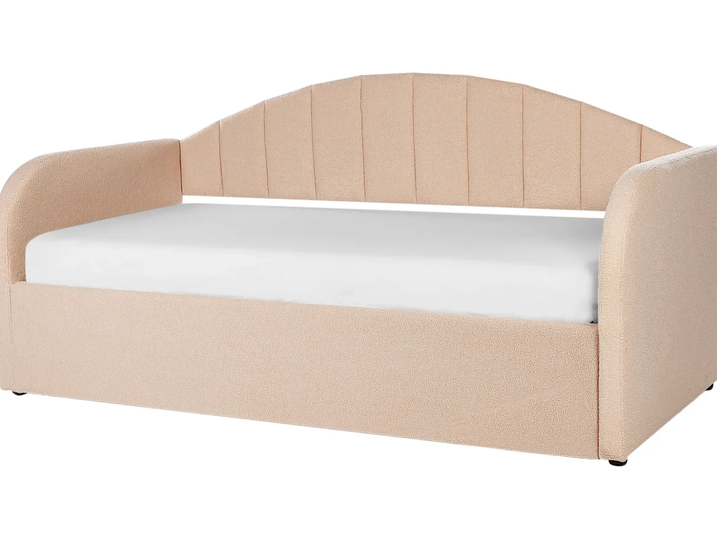 Clearance Łóżko wysuwane Boucle EYBURIE 90 x 200 cm Brzoskwiniowy Łóżka Wysuwane I Dzienne|Wszystkie Łóżka