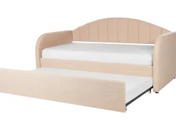 Clearance Łóżko wysuwane Boucle EYBURIE 90 x 200 cm Brzoskwiniowy Łóżka Wysuwane I Dzienne|Wszystkie Łóżka