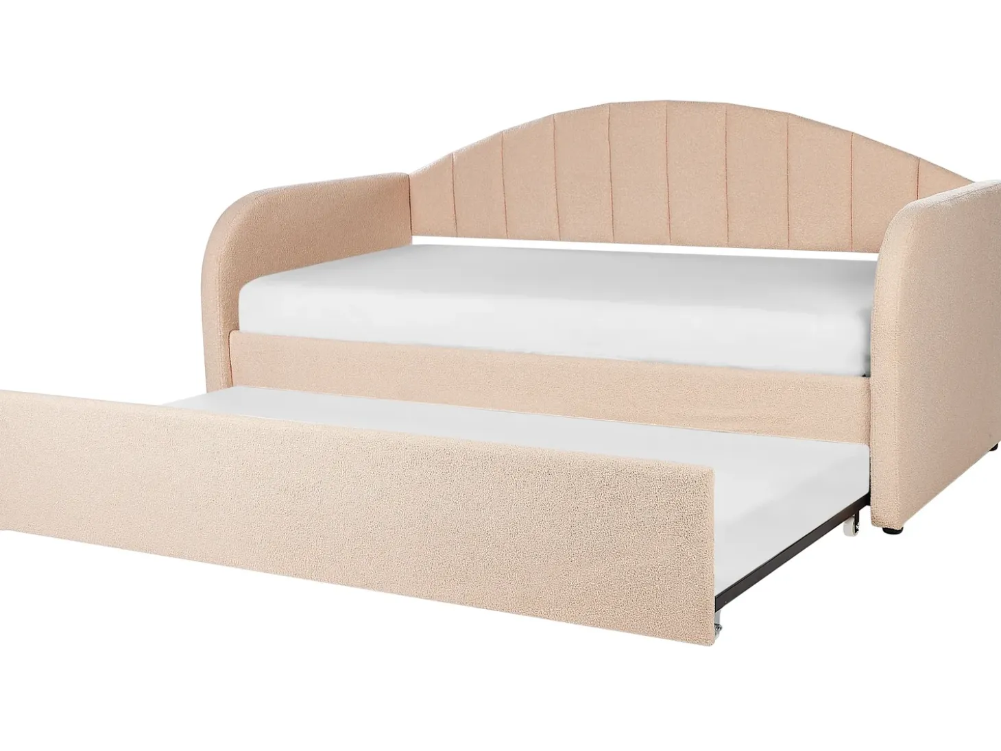 Clearance Łóżko wysuwane Boucle EYBURIE 90 x 200 cm Brzoskwiniowy Łóżka Wysuwane I Dzienne|Wszystkie Łóżka