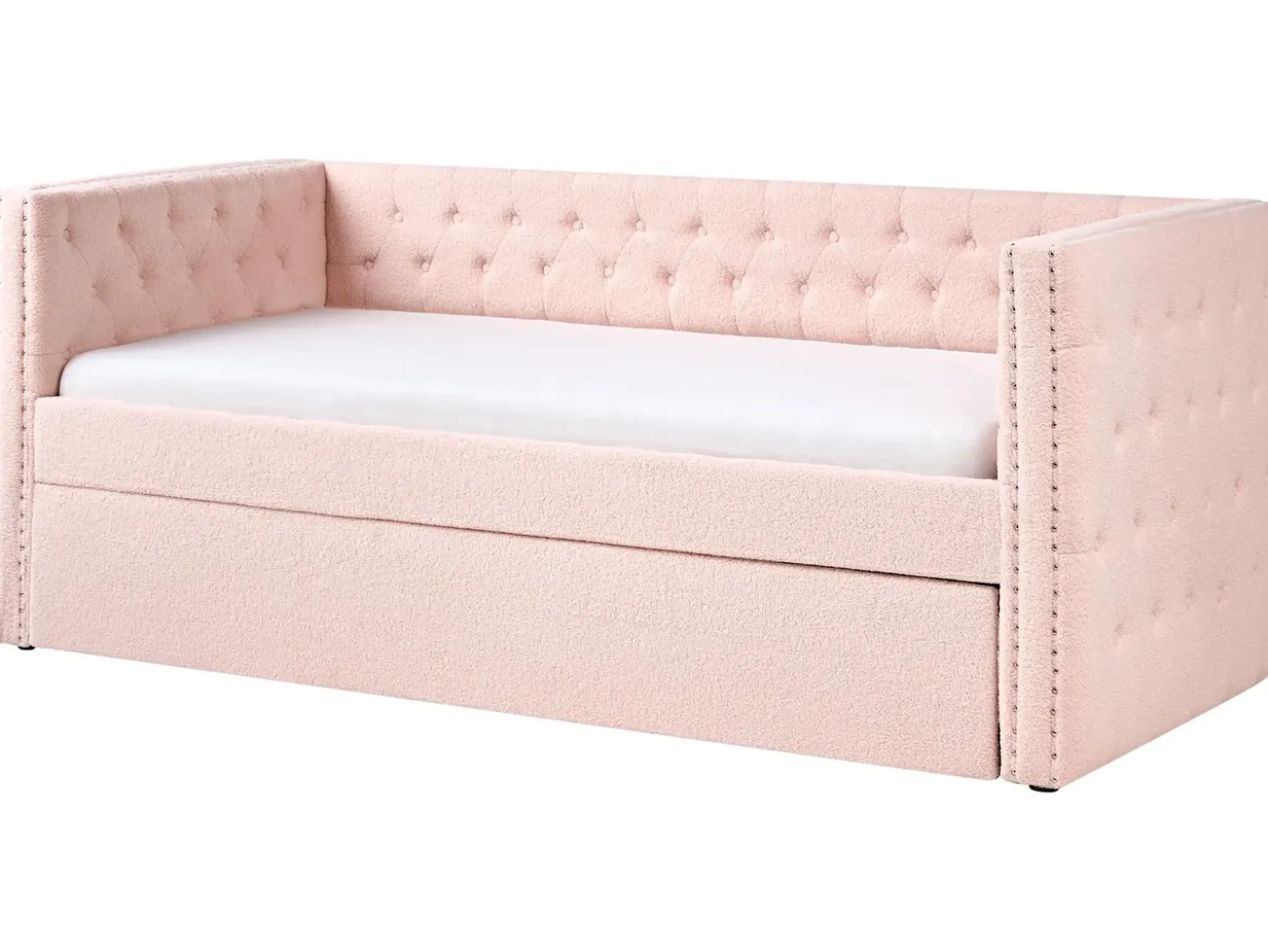 Online Łóżko wysuwane Boucle GASSIN 90 x 200 cm Pastelowy róż Dzieci Łóżka Wysuwane I Dzienne|Wszystkie Meble I Akcesoria Dziecięce