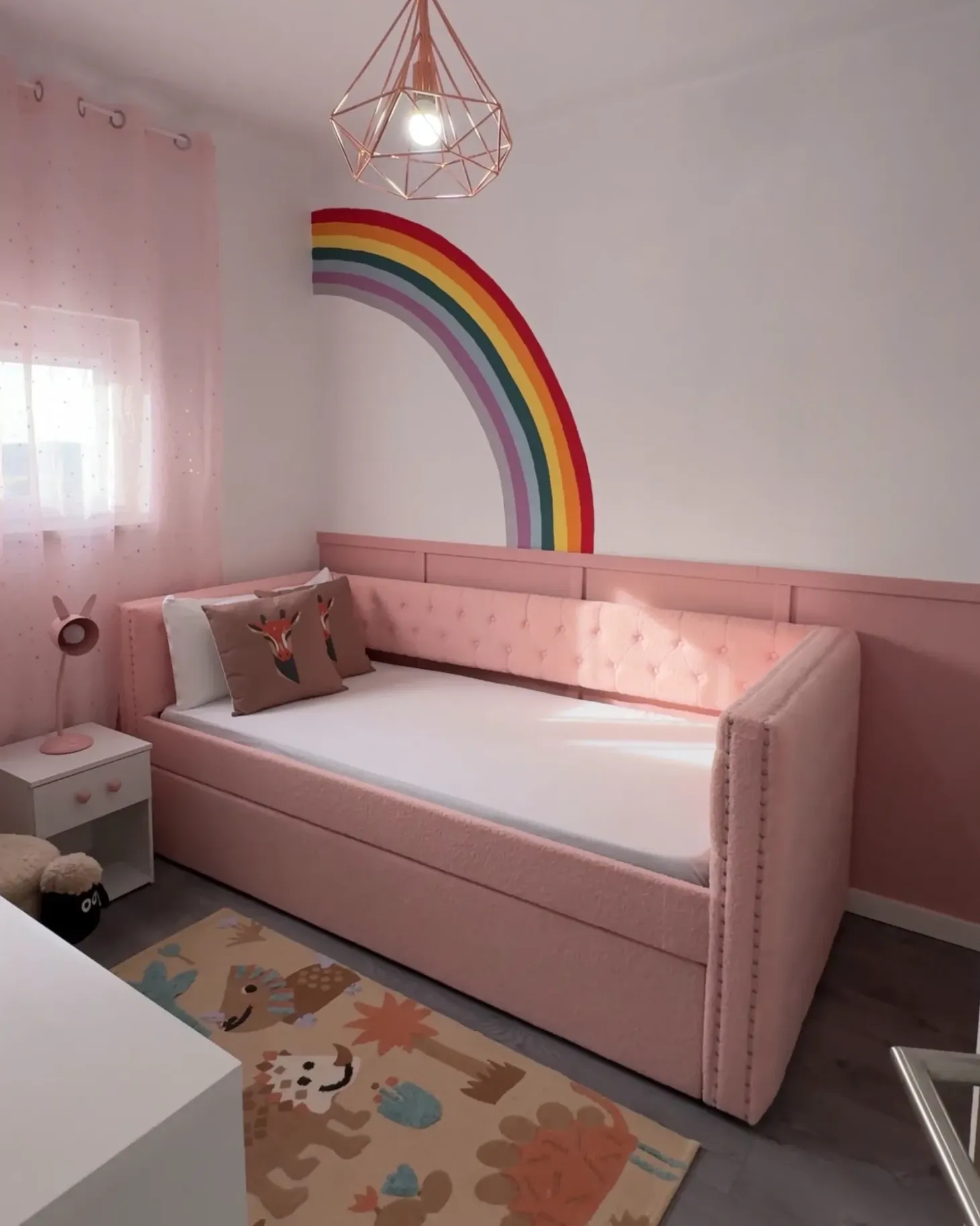 Online Łóżko wysuwane Boucle GASSIN 90 x 200 cm Pastelowy róż Dzieci Łóżka Wysuwane I Dzienne|Wszystkie Meble I Akcesoria Dziecięce