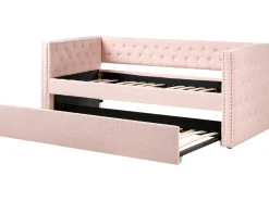 Online Łóżko wysuwane Boucle GASSIN 90 x 200 cm Pastelowy róż Dzieci Łóżka Wysuwane I Dzienne|Wszystkie Meble I Akcesoria Dziecięce