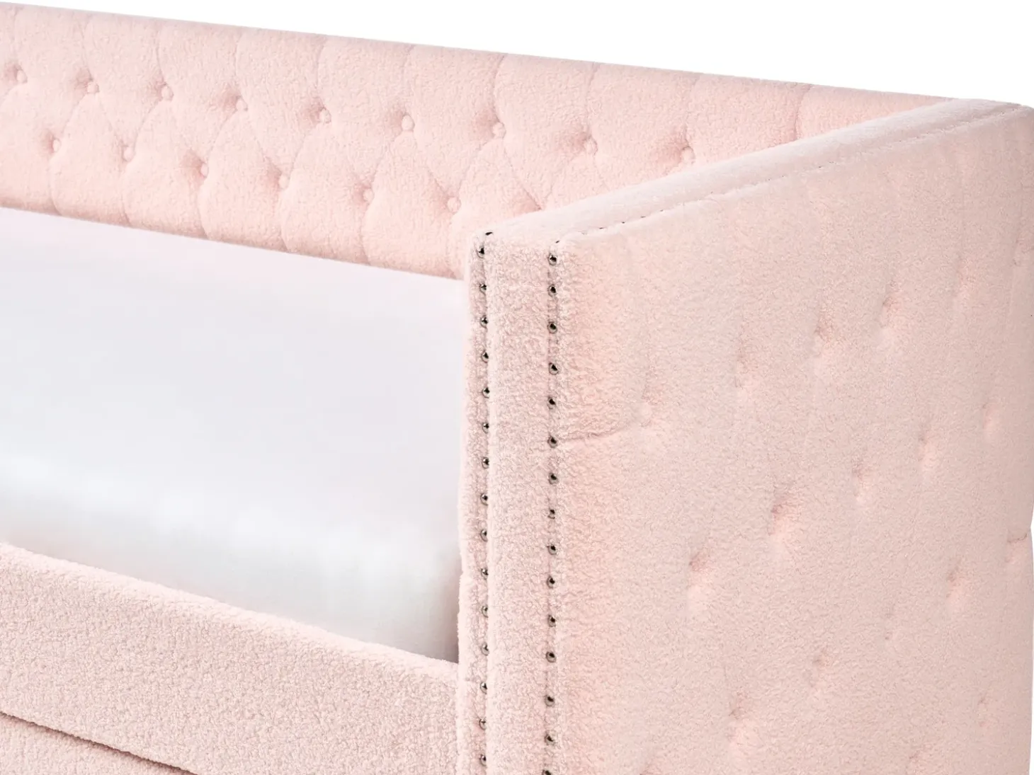Online Łóżko wysuwane Boucle GASSIN 90 x 200 cm Pastelowy róż Dzieci Łóżka Wysuwane I Dzienne|Wszystkie Meble I Akcesoria Dziecięce