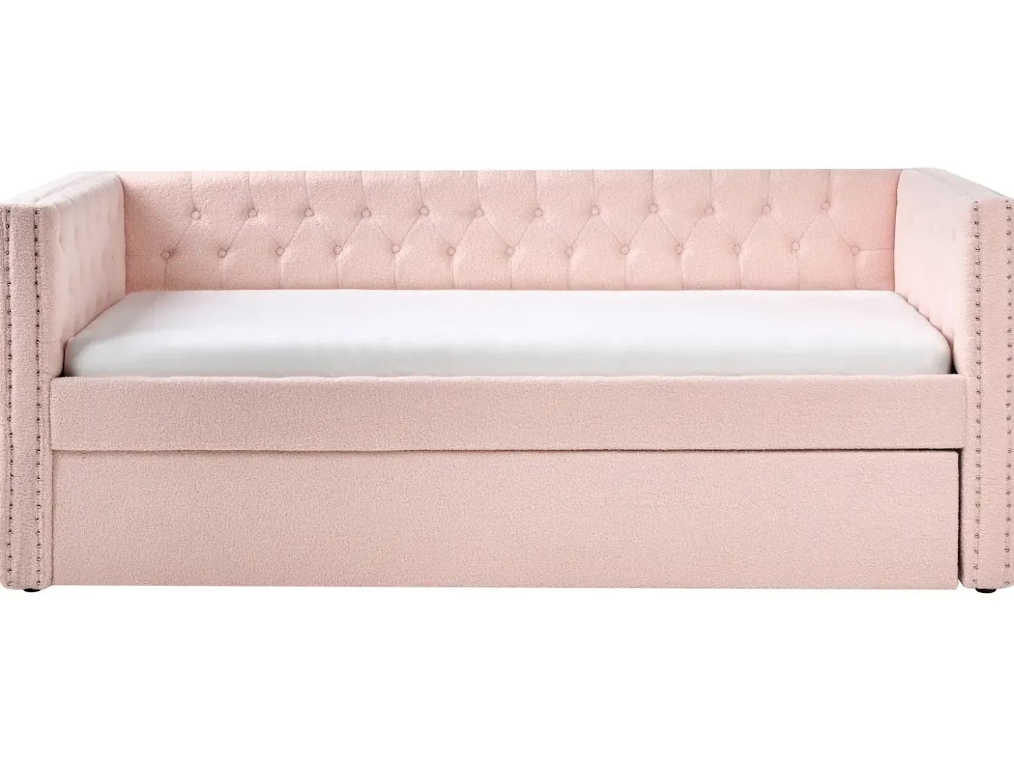 Online Łóżko wysuwane Boucle GASSIN 90 x 200 cm Pastelowy róż Dzieci Łóżka Wysuwane I Dzienne|Wszystkie Meble I Akcesoria Dziecięce