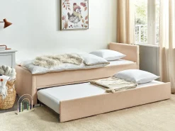 Online Łóżko wysuwane Boucle MARMANDE 80 x 200 cm Brzoskwiniowy Łóżka Wysuwane I Dzienne|Wszystkie Łóżka