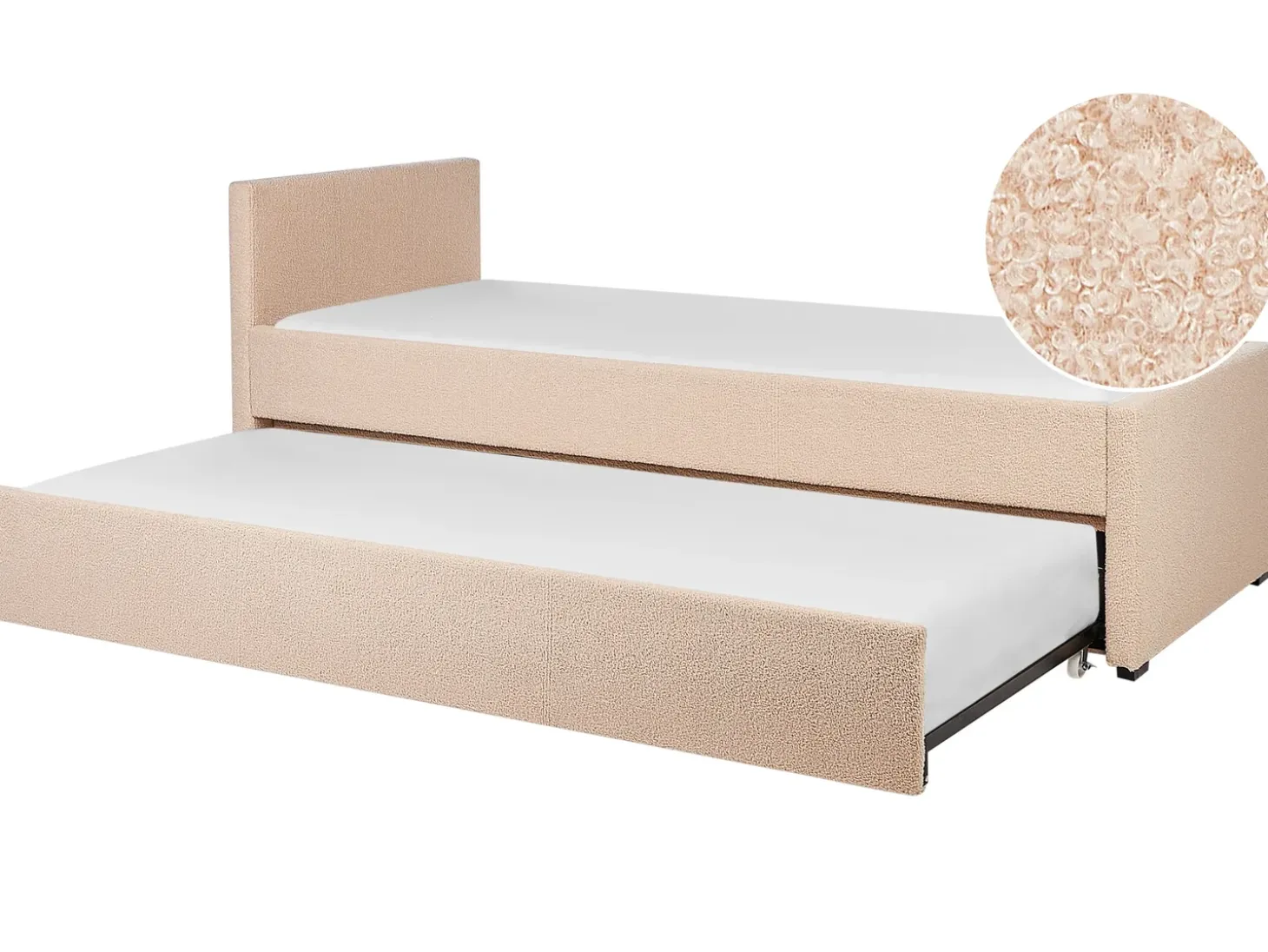 Online Łóżko wysuwane Boucle MARMANDE 80 x 200 cm Brzoskwiniowy Łóżka Wysuwane I Dzienne|Wszystkie Łóżka