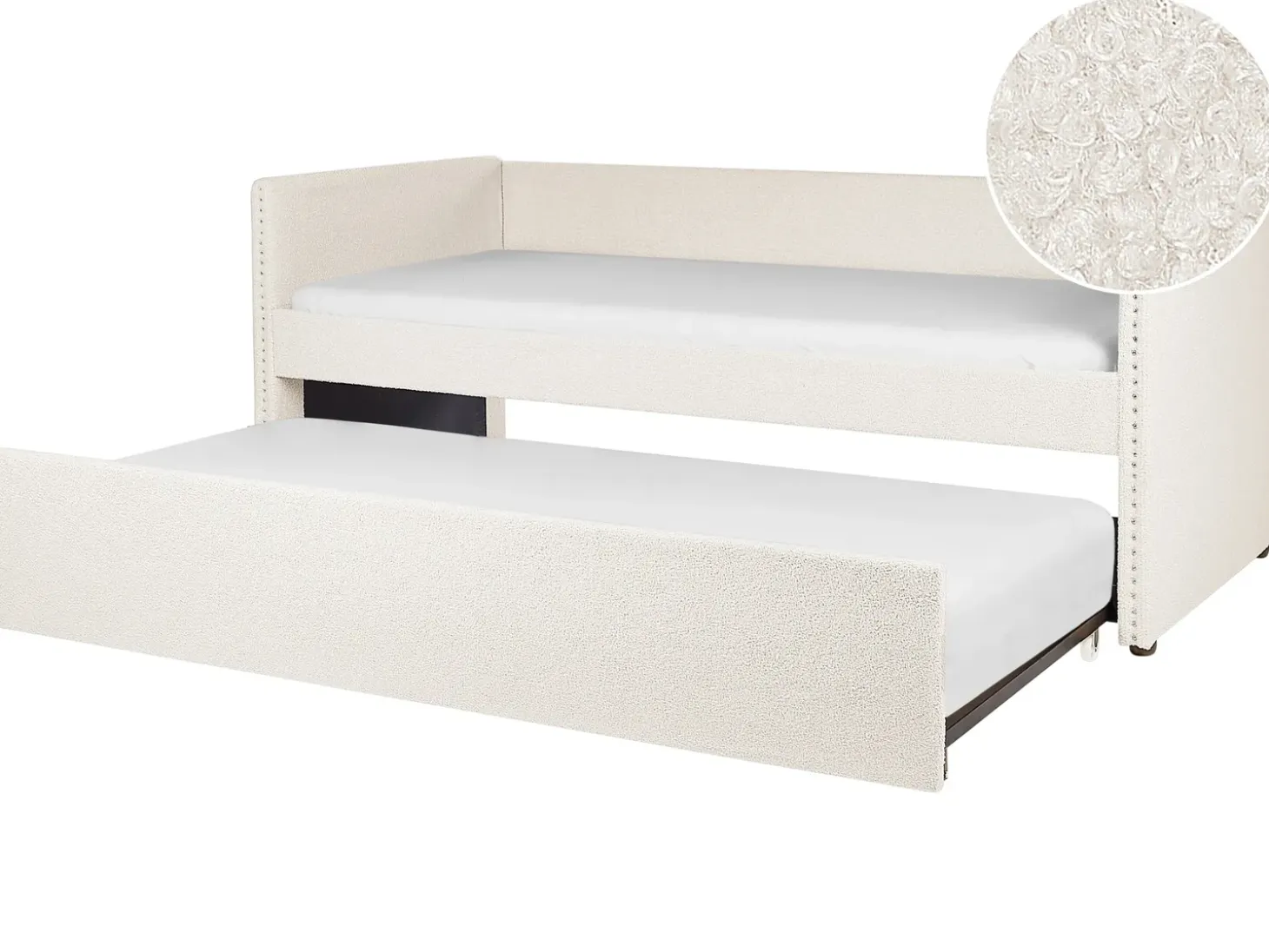 Sale Łóżko wysuwane Boucle TROYES 90 x 200 cm Jasno Łóżka Wysuwane I Dzienne|Wszystkie Łóżka