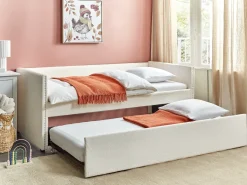 Sale Łóżko wysuwane Boucle TROYES 90 x 200 cm Jasno Łóżka Wysuwane I Dzienne|Wszystkie Łóżka