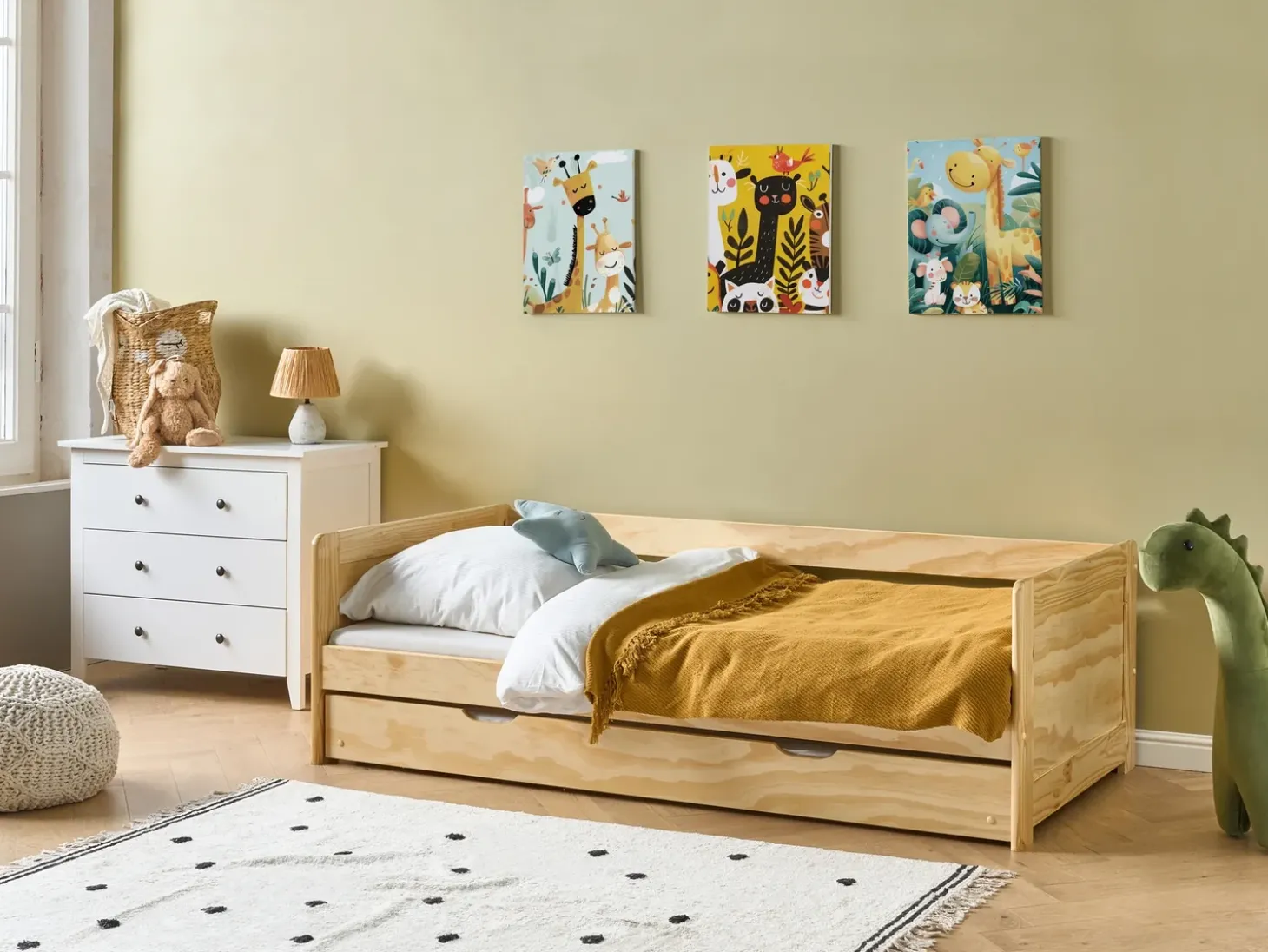 Online Łóżko wysuwane Drewno sosnowe GRAVELINES 90 x 200 cm Jasno Dzieci Łóżka Wysuwane I Dzienne|Łóżka Drewniane