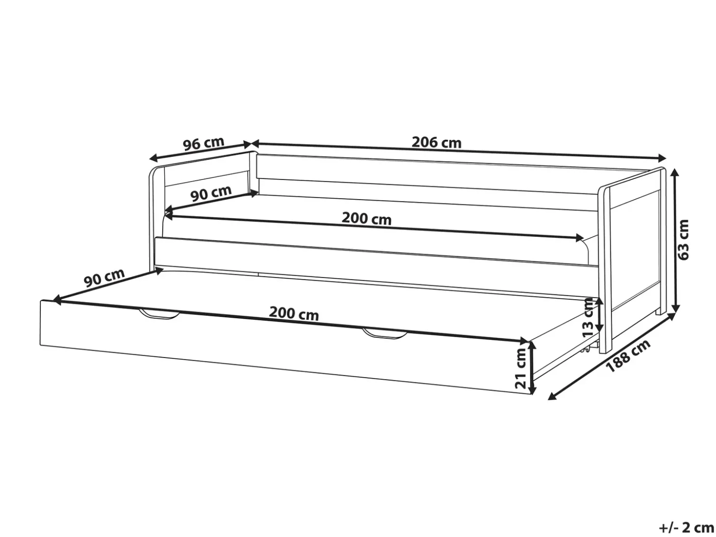 Online Łóżko wysuwane Drewno sosnowe GRAVELINES 90 x 200 cm Jasno Dzieci Łóżka Wysuwane I Dzienne|Łóżka Drewniane