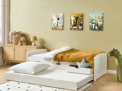 New Łóżko wysuwane Drewno sosnowe PETIVILLE 90 x 200 cm Dzieci Łóżka Wysuwane I Dzienne|Łóżka Drewniane