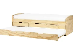 Best Łóżko wysuwane Drewno sosnowe PETIVILLE 90 x 200 cm Jasno Dzieci Łóżka Wysuwane I Dzienne|Łóżka Drewniane
