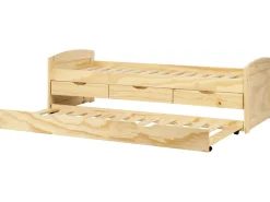 Best Łóżko wysuwane Drewno sosnowe PETIVILLE 90 x 200 cm Jasno Dzieci Łóżka Wysuwane I Dzienne|Łóżka Drewniane