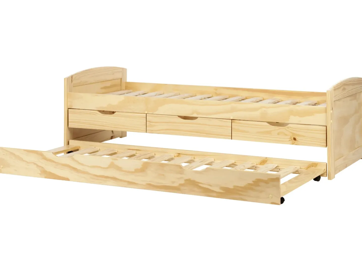 Best Łóżko wysuwane Drewno sosnowe PETIVILLE 90 x 200 cm Jasno Dzieci Łóżka Wysuwane I Dzienne|Łóżka Drewniane