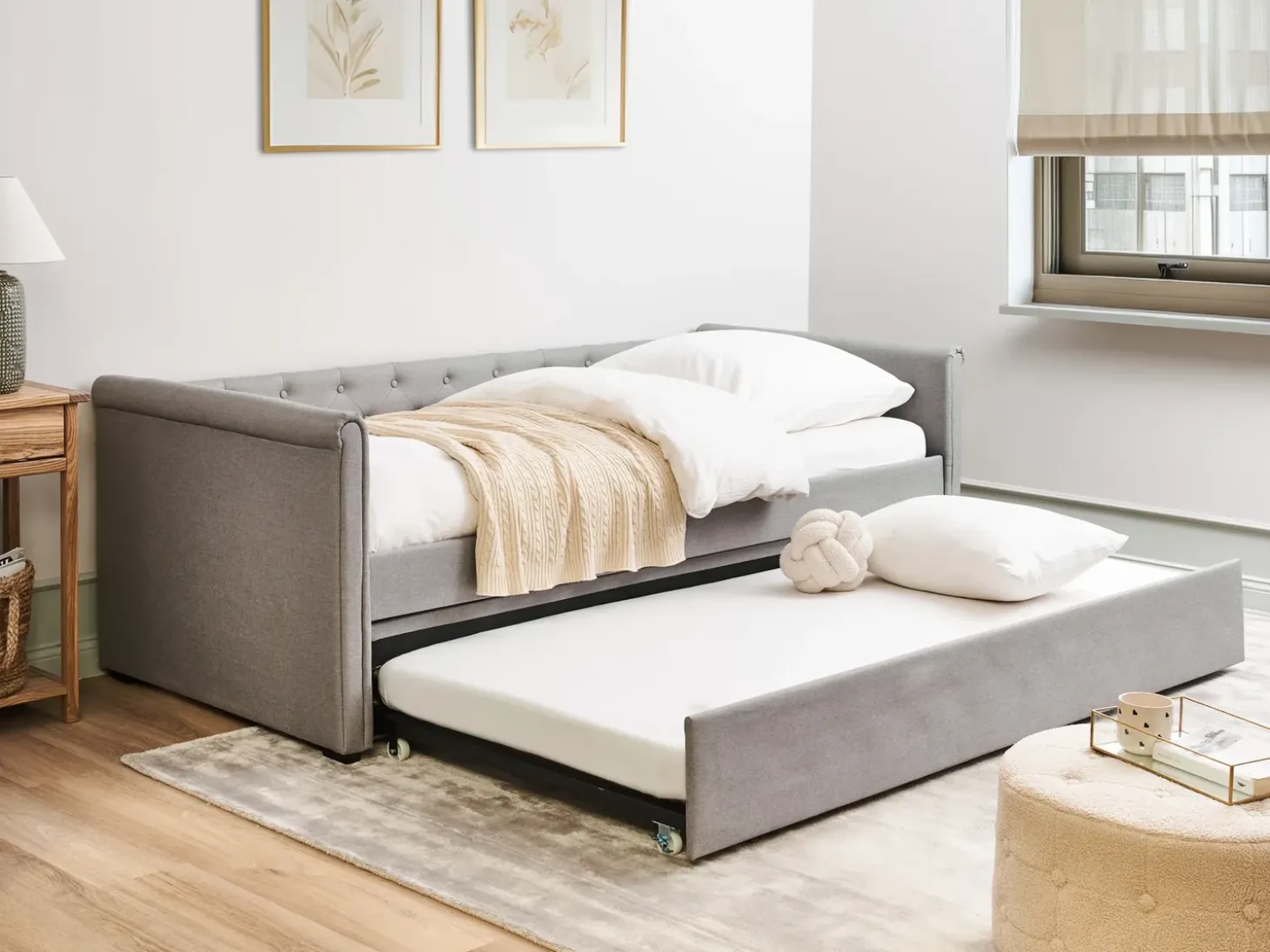 Sale Łóżko wysuwane LIBOURNE 90 x 200 cm Jasno Łóżka Wysuwane I Dzienne|Wszystkie Łóżka