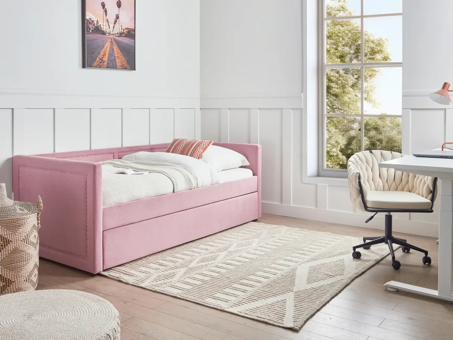 Discount Łóżko wysuwane Sztruks MIMIZAN 90 x 200 cm Dzieci Łóżka Wysuwane I Dzienne|Wszystkie Meble I Akcesoria Dziecięce