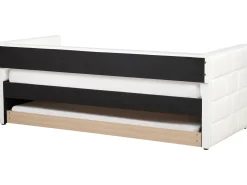 New Łóżko wysuwane Welur CHAVONNE 90 x 200 cm Złamana biel Łóżka Wysuwane I Dzienne|Wszystkie Łóżka