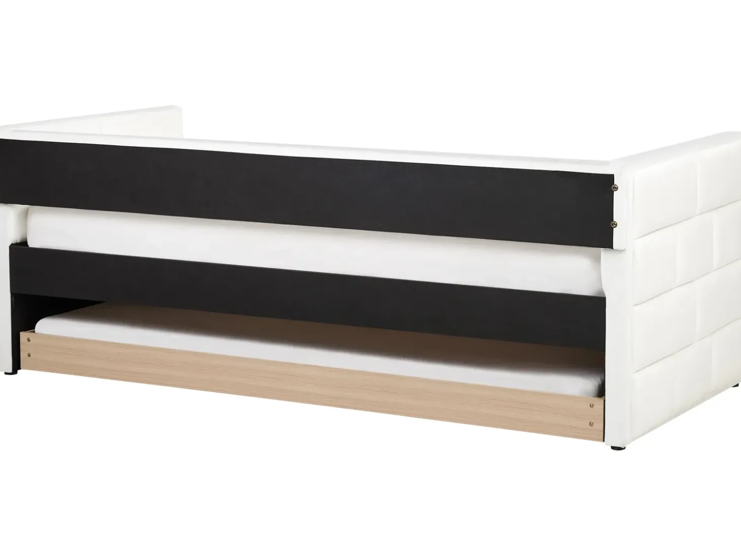 New Łóżko wysuwane Welur CHAVONNE 90 x 200 cm Złamana biel Łóżka Wysuwane I Dzienne|Wszystkie Łóżka