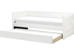 New Łóżko wysuwane Welur CHAVONNE 90 x 200 cm Złamana biel Łóżka Wysuwane I Dzienne|Wszystkie Łóżka
