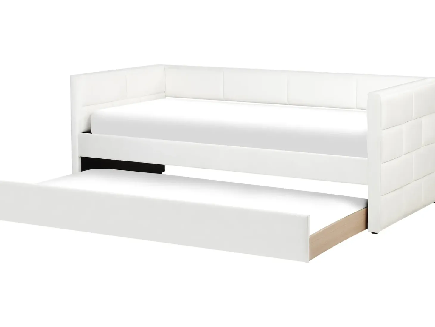 New Łóżko wysuwane Welur CHAVONNE 90 x 200 cm Złamana biel Łóżka Wysuwane I Dzienne|Wszystkie Łóżka