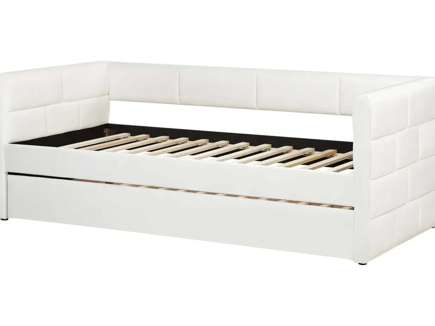 New Łóżko wysuwane Welur CHAVONNE 90 x 200 cm Złamana biel Łóżka Wysuwane I Dzienne|Wszystkie Łóżka