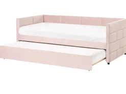 Outlet Łóżko wysuwane Welur CHAVONNE 90 x 200 cm Łóżka Tapicerowane|Łóżka Wysuwane I Dzienne