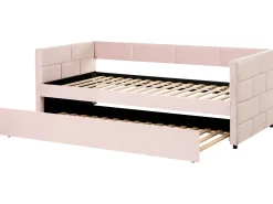 Outlet Łóżko wysuwane Welur CHAVONNE 90 x 200 cm Łóżka Tapicerowane|Łóżka Wysuwane I Dzienne