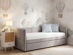 Discount Łóżko wysuwane Welur CHAVONNE 90 x 200 cm Jasno Dzieci Łóżka Wysuwane I Dzienne|Wszystkie Meble I Akcesoria Dziecięce