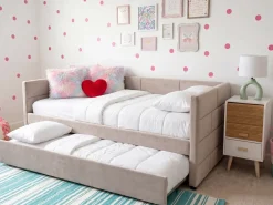 Discount Łóżko wysuwane Welur CHAVONNE 90 x 200 cm Jasno Dzieci Łóżka Wysuwane I Dzienne|Wszystkie Meble I Akcesoria Dziecięce