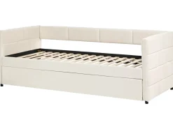 New Łóżko wysuwane Welur CHAVONNE 90 x 200 cm Złamana biel Łóżka Wysuwane I Dzienne|Wszystkie Łóżka