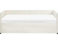 New Łóżko wysuwane Welur CHAVONNE 90 x 200 cm Złamana biel Łóżka Wysuwane I Dzienne|Wszystkie Łóżka