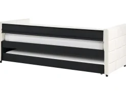 New Łóżko wysuwane Welur CHAVONNE 90 x 200 cm Złamana biel Łóżka Wysuwane I Dzienne|Wszystkie Łóżka