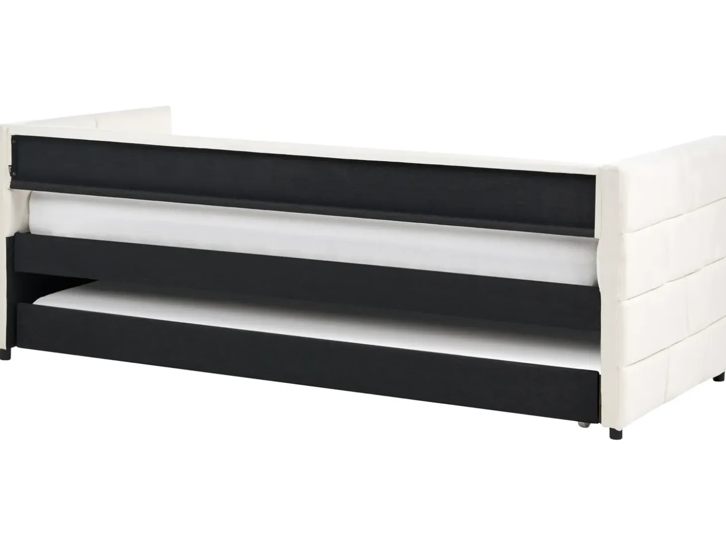 New Łóżko wysuwane Welur CHAVONNE 90 x 200 cm Złamana biel Łóżka Wysuwane I Dzienne|Wszystkie Łóżka
