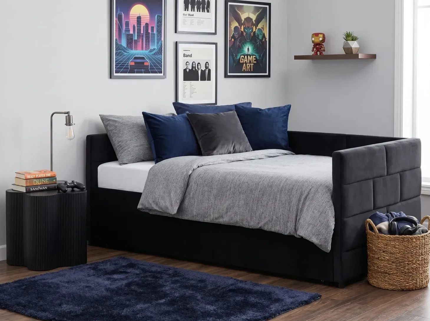 Outlet Łóżko wysuwane Welur CHAVONNE 90 x 200 cm Łóżka Wysuwane I Dzienne|Wszystkie Łóżka