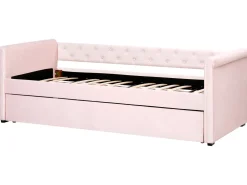Discount Łóżko wysuwane Welur LIBOURNE 90 x 200 cm Pastelowy róż Dzieci Łóżka Wysuwane I Dzienne|Wszystkie Meble I Akcesoria Dziecięce