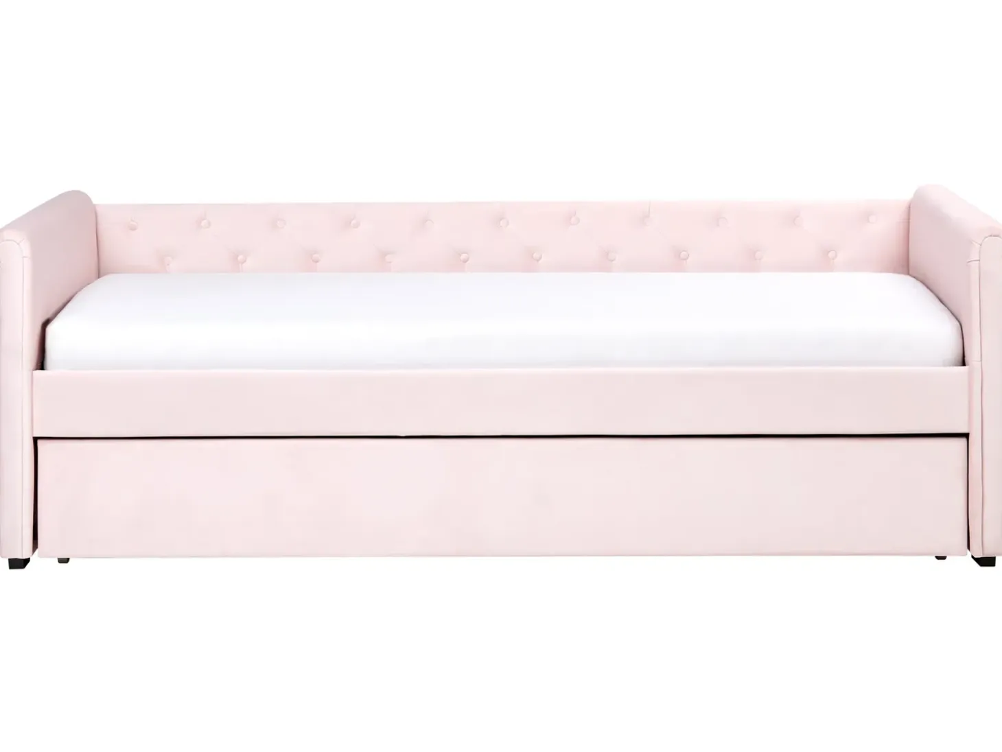 Discount Łóżko wysuwane Welur LIBOURNE 90 x 200 cm Pastelowy róż Dzieci Łóżka Wysuwane I Dzienne|Wszystkie Meble I Akcesoria Dziecięce