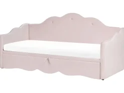 Clearance Łóżko wysuwane Welur LORETTE 90 x 200 cm Pastelowy róż Dzieci Łóżka Wysuwane I Dzienne|Wszystkie Meble I Akcesoria Dziecięce