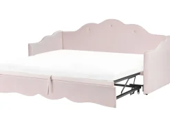 Clearance Łóżko wysuwane Welur LORETTE 90 x 200 cm Pastelowy róż Dzieci Łóżka Wysuwane I Dzienne|Wszystkie Meble I Akcesoria Dziecięce