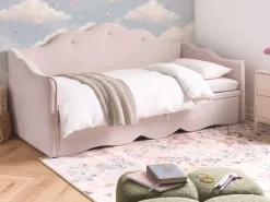 Clearance Łóżko wysuwane Welur LORETTE 90 x 200 cm Pastelowy róż Dzieci Łóżka Wysuwane I Dzienne|Wszystkie Meble I Akcesoria Dziecięce