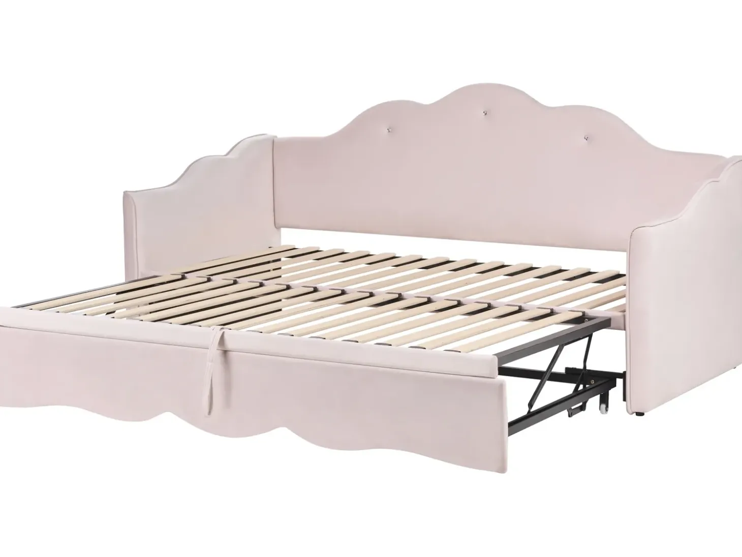 Clearance Łóżko wysuwane Welur LORETTE 90 x 200 cm Pastelowy róż Dzieci Łóżka Wysuwane I Dzienne|Wszystkie Meble I Akcesoria Dziecięce
