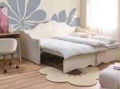 Outlet Łóżko wysuwane Welur LORETTE 90 x 200 cm Jasno Dzieci Łóżka Wysuwane I Dzienne|Wszystkie Meble I Akcesoria Dziecięce