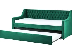 Best Łóżko wysuwane Welur MONTARGIS 90 x 200 cm Szmaragdowy Łóżka Wysuwane I Dzienne|Wszystkie Łóżka