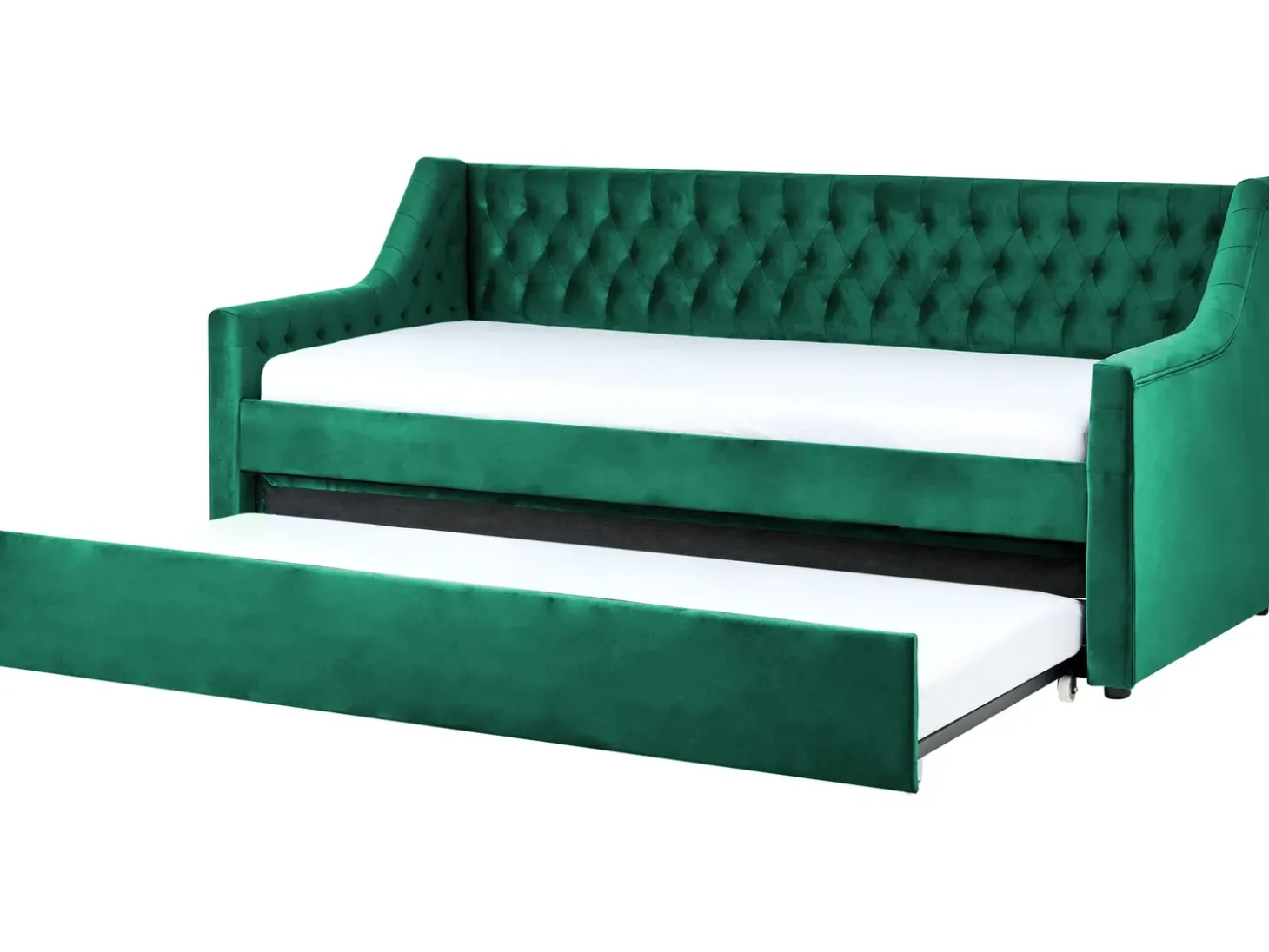 Best Łóżko wysuwane Welur MONTARGIS 90 x 200 cm Szmaragdowy Łóżka Wysuwane I Dzienne|Wszystkie Łóżka
