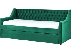 Best Łóżko wysuwane Welur MONTARGIS 90 x 200 cm Szmaragdowy Łóżka Wysuwane I Dzienne|Wszystkie Łóżka
