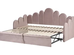 Outlet Welur POLIGNAC 90 x 200 cm Pastelowy róż Dzieci Łóżka Wysuwane I Dzienne|Wszystkie Meble I Akcesoria Dziecięce